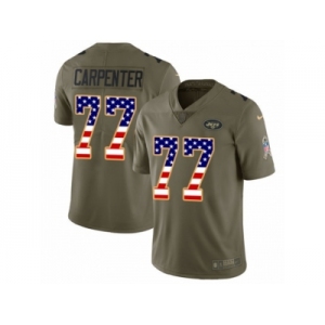 Men Nike New York Jets #77 James Carpenter Limited Olive USA Flag 2017 Salute to Service NFL Jersey