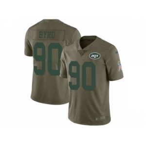 Men Nike New York Jets #90 Dennis Byrd Limited Olive 2017 Salute to Service NFL Jersey