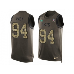 Men Nike New York Jets #94 Kony Ealy Limited Green Salute to Service Tank Top NFL Jersey