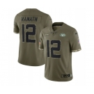 Men's New York Jets #12 Joe Namath 2022 Olive Salute To Service Limited Stitched Jersey