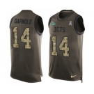 Men's New York Jets #14 Sam Darnold Limited Green Salute to Service Tank Top Football Jersey