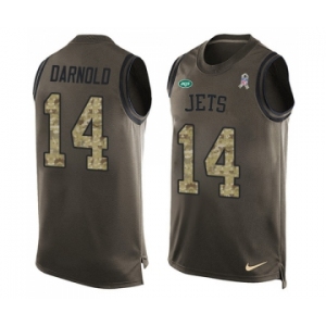 Men's New York Jets #14 Sam Darnold Limited Green Salute to Service Tank Top Football Jersey