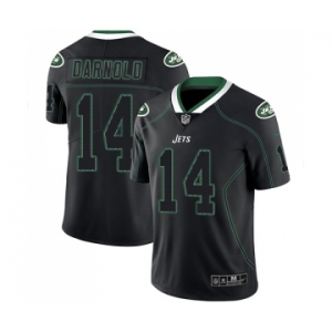 Men's New York Jets #14 Sam Darnold Limited Lights Out Black Rush Football Jersey