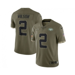 Men's New York Jets #2 Zach Wilson 2022 Olive Salute To Service Limited Stitched Jersey