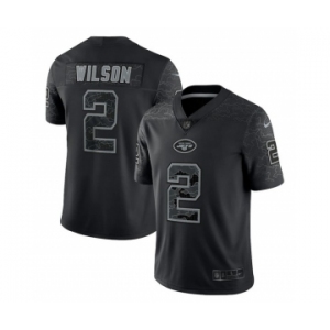 Men's New York Jets #2 Zach Wilson Black Reflective Limited Stitched Jersey