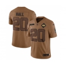 Men's New York Jets #20 Breece Hall 2023 Brown Salute To Service Limited Football Stitched Jersey