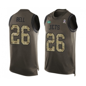 Men's New York Jets #26 Le'Veon Bell Limited Green Salute to Service Tank Top Football Jersey