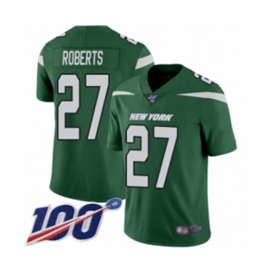 Men's New York Jets #27 Darryl Roberts Green Team Color Vapor Untouchable Limited Player 100th Season Football Jersey