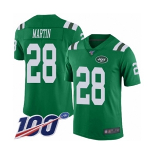 Men's New York Jets #28 Curtis Martin Limited Green Rush Vapor Untouchable 100th Season Football Jersey
