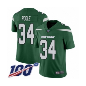 Men's New York Jets #34 Brian Poole Green Team Color Vapor Untouchable Limited Player 100th Season Football Jersey