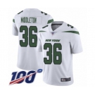Men's New York Jets #36 Doug Middleton White Vapor Untouchable Limited Player 100th Season Football Jersey