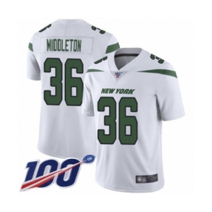 Men's New York Jets #36 Doug Middleton White Vapor Untouchable Limited Player 100th Season Football Jersey