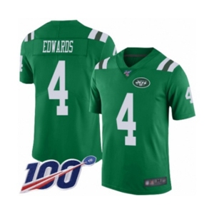 Men's New York Jets #4 Lac Edwards Limited Green Rush Vapor Untouchable 100th Season Football Jersey