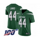 Men's New York Jets #44 Harvey Langi Green Team Color Vapor Untouchable Limited Player 100th Season Football Jersey