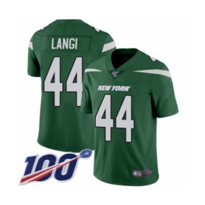 Men's New York Jets #44 Harvey Langi Green Team Color Vapor Untouchable Limited Player 100th Season Football Jersey