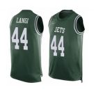 Men's New York Jets #44 Harvey Langi Limited Green Player Name & Number Tank Top Football Jersey