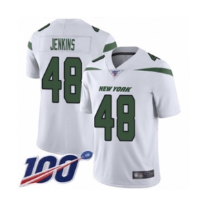 Men's New York Jets #48 Jordan Jenkins White Vapor Untouchable Limited Player 100th Season Football Jersey
