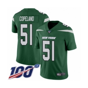 Men's New York Jets #51 Brandon Copeland Green Team Color Vapor Untouchable Limited Player 100th Season Football Jersey