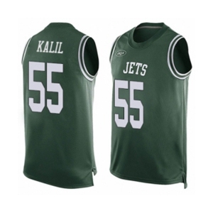 Men's New York Jets #55 Ryan Kalil Limited Green Player Name & Number Tank Top Football Jersey