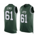 Men's New York Jets #61 Alex Lewis Limited Green Player Name & Number Tank Top Football Jersey