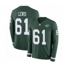 Men's New York Jets #61 Alex Lewis Limited Green Therma Long Sleeve Football Jersey