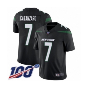 Men's New York Jets #7 Chandler Catanzaro Black Alternate Vapor Untouchable Limited Player 100th Season Football Jersey