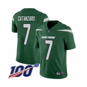 Men's New York Jets #7 Chandler Catanzaro Green Team Color Vapor Untouchable Limited Player 100th Season Football Jersey