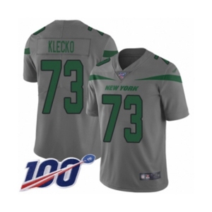 Men's New York Jets #73 Joe Klecko Limited Gray Inverted Legend 100th Season Football Jersey