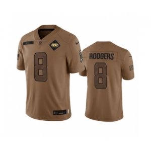 Men's New York Jets #8 Aaron Rodgers 2023 Brown Salute To Service Limited Football Stitched Jersey