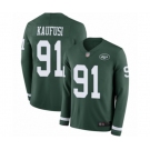 Men's New York Jets #91 Bronson Kaufusi Limited Green Therma Long Sleeve Football Jersey