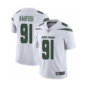Men's New York Jets #91 Bronson Kaufusi White Vapor Untouchable Limited Player Football Jersey