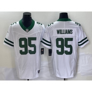 Men's New York Jets #95 Quinnen Williams White 2023 FUSE Vapor Limited Throwback Stitched Jersey