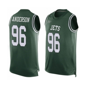 Men's New York Jets #96 Henry Anderson Limited Green Player Name & Number Tank Top Football Jersey