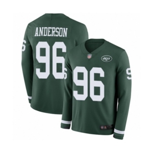 Men's New York Jets #96 Henry Anderson Limited Green Therma Long Sleeve Football Jersey