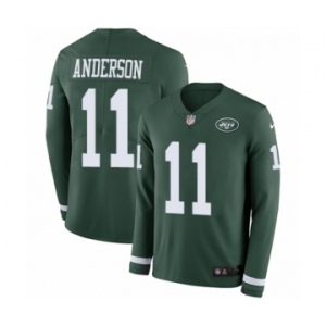 Men's Nike New York Jets #11 Robby Anderson Limited Green Therma Long Sleeve NFL Jersey