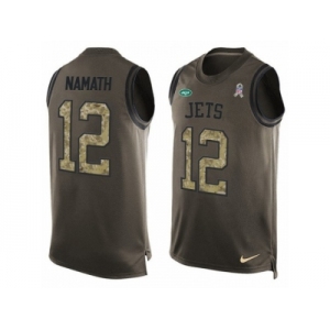 Men's Nike New York Jets #12 Joe Namath Limited Green Salute to Service Tank Top NFL Jersey