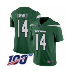 Men's Nike New York Jets #14 Sam Darnold Green Team Color Vapor Untouchable Limited Player 100th Season NFL Jersey