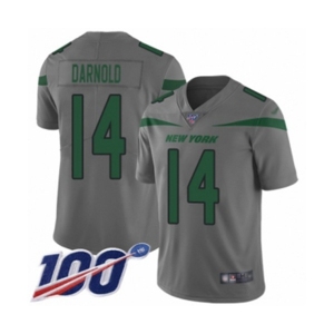 Men's Nike New York Jets #14 Sam Darnold Limited Gray Inverted Legend 100th Season NFL Jersey