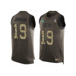 Men's Nike New York Jets #19 Keyshawn Johnson Limited Green Salute to Service Tank Top NFL Jersey