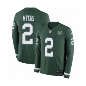 Men's Nike New York Jets #2 Jason Myers Limited Green Therma Long Sleeve NFL Jersey
