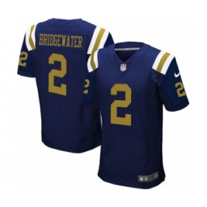 Men's Nike New York Jets #2 Teddy Bridgewater Elite Navy Blue Alternate NFL Jersey - 副本