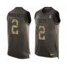 Men's Nike New York Jets #2 Teddy Bridgewater Limited Green Salute to Service Tank Top NFL Jersey