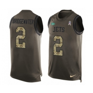 Men's Nike New York Jets #2 Teddy Bridgewater Limited Green Salute to Service Tank Top NFL Jersey