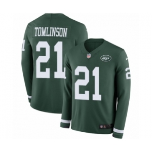 Men's Nike New York Jets #21 LaDainian Tomlinson Limited Green Therma Long Sleeve NFL Jersey
