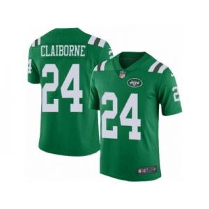 Men's Nike New York Jets #24 Morris Claiborne Limited Green Rush NFL Jersey