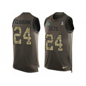 Men's Nike New York Jets #24 Morris Claiborne Limited Green Salute to Service Tank Top NFL Jersey