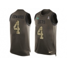 Men's Nike New York Jets #4 Lac Edwards Limited Green Salute to Service Tank Top NFL Jersey