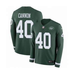 Men's Nike New York Jets #40 Trenton Cannon Limited Green Therma Long Sleeve NFL Jersey