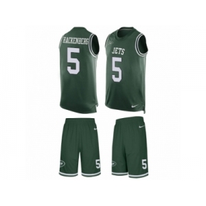 Men's Nike New York Jets #5 Christian Hackenberg Limited Green Tank Top Suit NFL Jersey