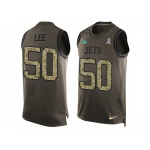 Men's Nike New York Jets #50 Darron Lee Limited Green Salute to Service Tank Top NFL Jersey